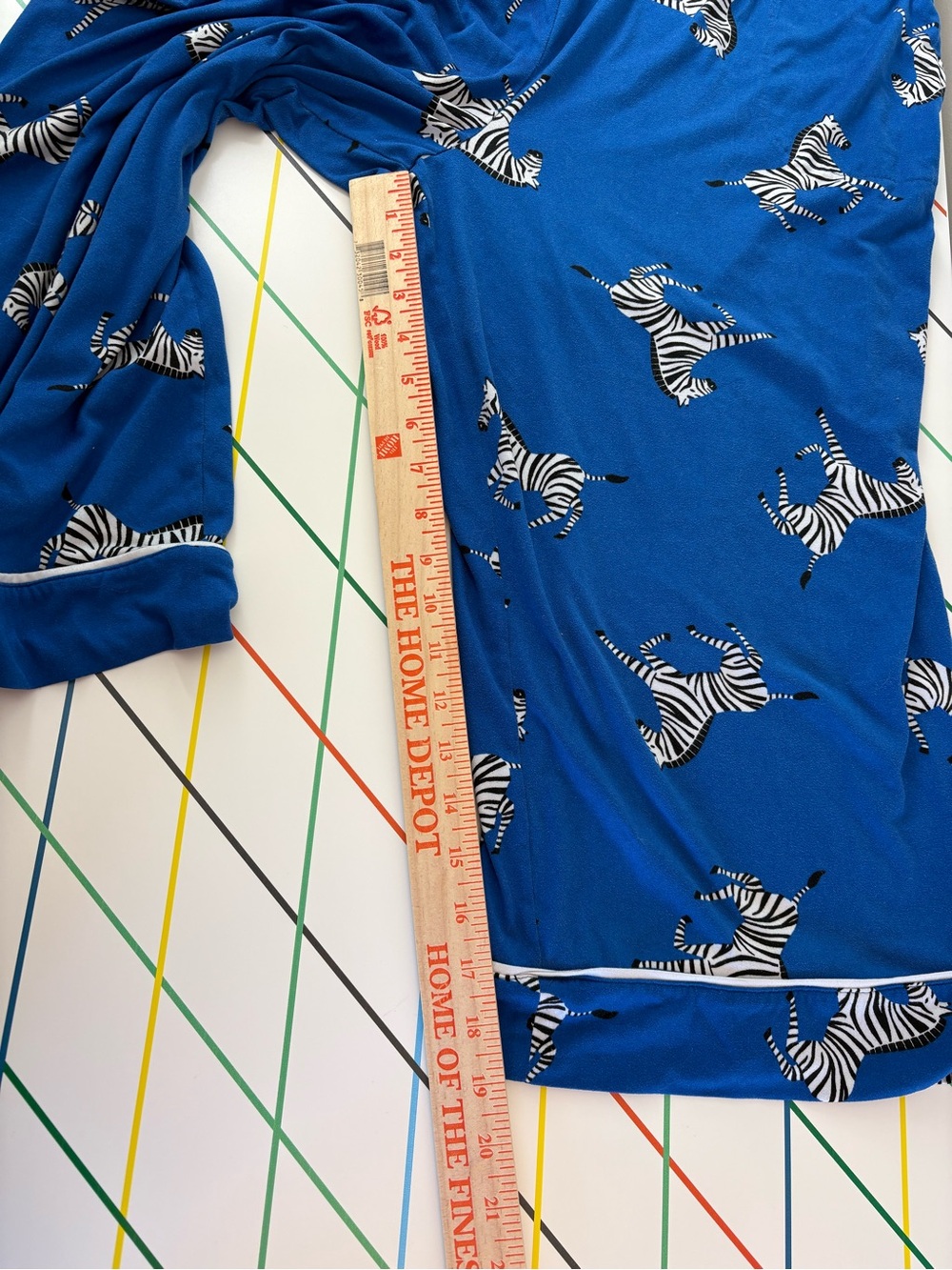 Room Service Blue Zebra Print Short Sleeve Cropped Pants Pajama 2PC Set XL EUC - Picture 11 of 13